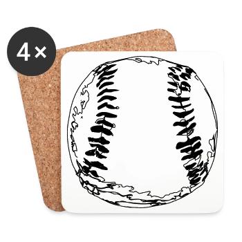 Baseball Ball - Untersetzer (4er-Set) - Weiß - Vorne
