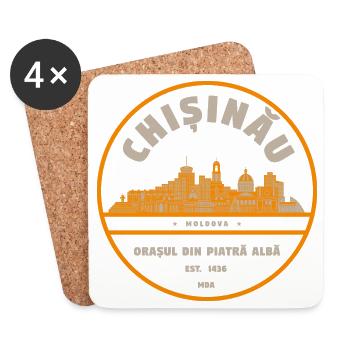 Chisinau Skyline Badge Moldawien - Untersetzer (4er-Set) - Weiß - Vorne
