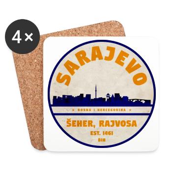 Sarajevo Skyline Vintage Abzeichen - Untersetzer (4er-Set) - Weiß - Vorne