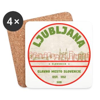 Ljubljana Vintage Stadtlogo Emblem - Untersetzer (4er-Set) - Weiß - Vorne