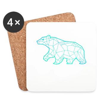 Bear line geometric art - Coasters (set of 4) - white - Front