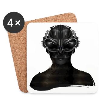 Portrait fantastique d’un être extraterrestre - Dessous de verre (lot de 4) - blanc - Devant