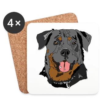Rottweiler - Dessous de verre (lot de 4) - blanc - Devant