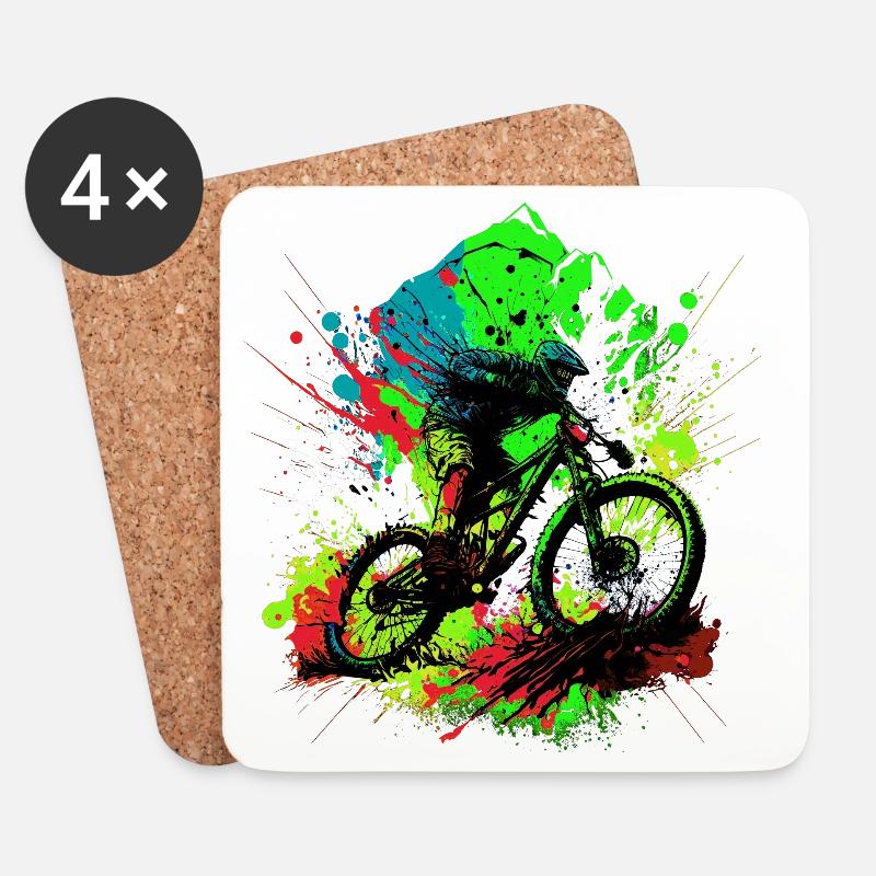 Mountainbike - Untersetzer (4er-Set) - Weiß