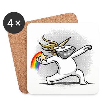 licorne rebelle - Dessous de verre (lot de 4) - blanc - Devant