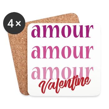 t-shirt amour Valentine's Day 14 february love love - Coasters (set of 4) - white - Front