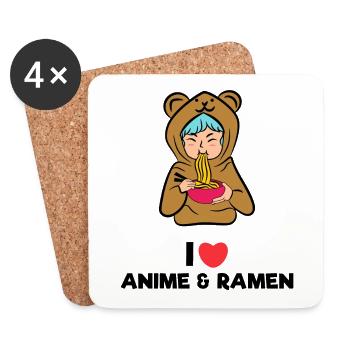 Pop Culture Heart Manga Anime Statement Cosplay - Dessous de verre (lot de 4) - blanc - Devant