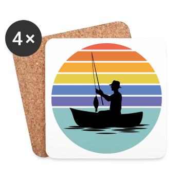 fishing, fisherman, fishing rod - Coasters (set of 4) - white - Front