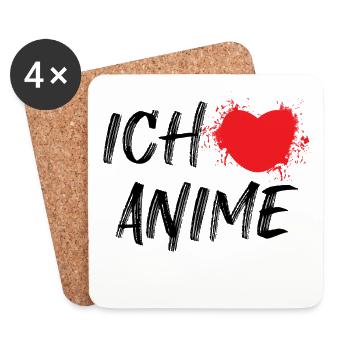 Anime Herz Manga Asiatisch Asien Popkultur - Untersetzer (4er-Set) - Weiß - Vorne