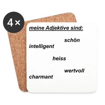 meine Adjektive - Untersetzer (4er-Set) - Weiß - Vorne