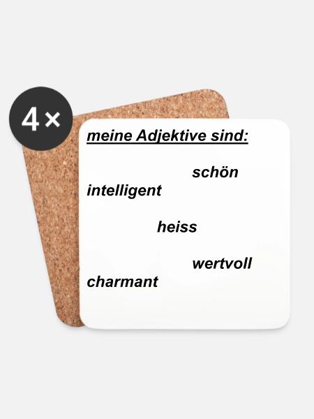 meine Adjektive - Untersetzer (4er-Set) - Weiß