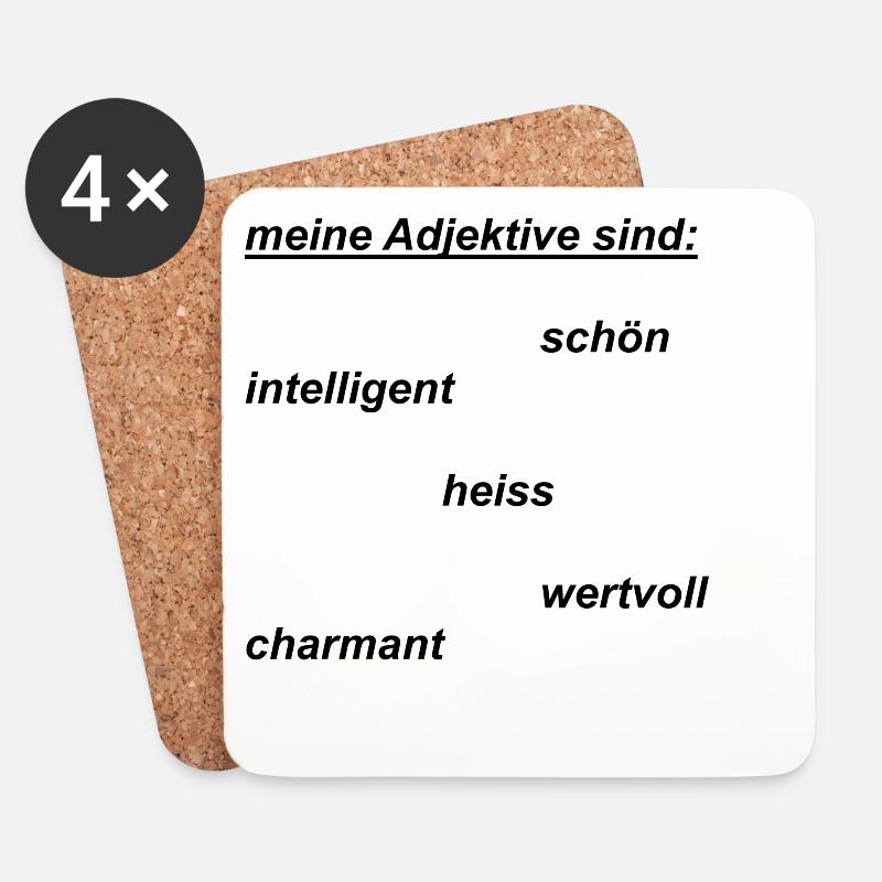 meine Adjektive - Untersetzer (4er-Set) - Weiß