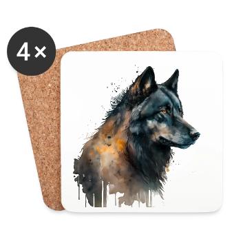 Watercolour Wolf - Untersetzer (4er-Set) - Weiß - Vorne