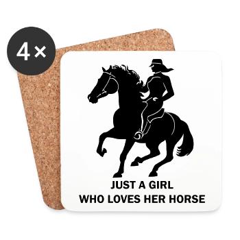 Just a girl who loves her horse, horse with rider - Coasters (set of 4) - white - Front