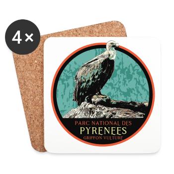Vautour dans le Parc National des Pyrénées - Dessous de verre (lot de 4) - blanc - Devant