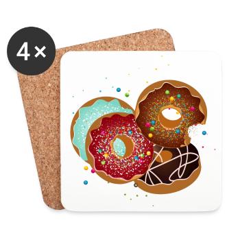Quatre beignets brillamment glacés avec beaucoup de saupoudrage - Dessous de verre (lot de 4) - blanc - Devant