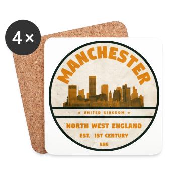 Manchester Skyline Emblem with Foundation Year - Coasters (set of 4) - white - Front