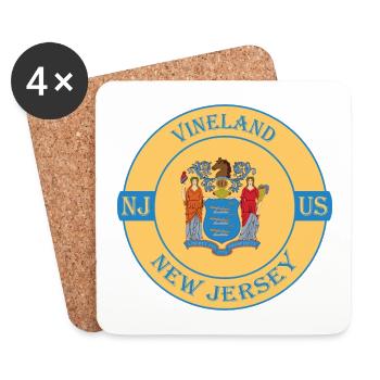 Vineland New Jersey Flag USA Travel Souvenir Badge - Dessous de verre (lot de 4) - blanc - Devant