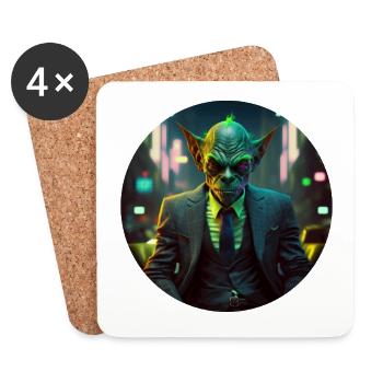 Alien Business man Success | Erfolg Geschäftsmann - Untersetzer (4er-Set) - Weiß - Vorne