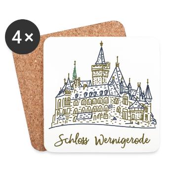 Schloss Wernigerode, Wahrzeichen, Deutschland - Untersetzer (4er-Set) - Weiß - Vorne