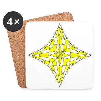 Geometrisches Muster in Gelb und Schwarz - Untersetzer (4er-Set) - Weiß - Vorne