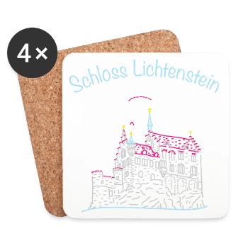 Schloss Lichtenstein, Märchenschloss, Deutschland - Untersetzer (4er-Set) - Weiß - Vorne