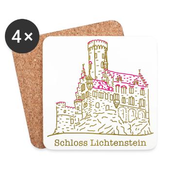 Schloss Lichtenstein, Märchenschloss, Deutschland - Untersetzer (4er-Set) - Weiß - Vorne