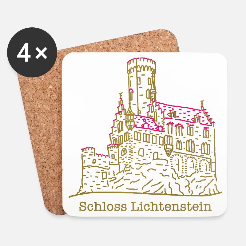 Schloss Lichtenstein, Märchenschloss, Deutschland - Untersetzer (4er-Set) - Weiß