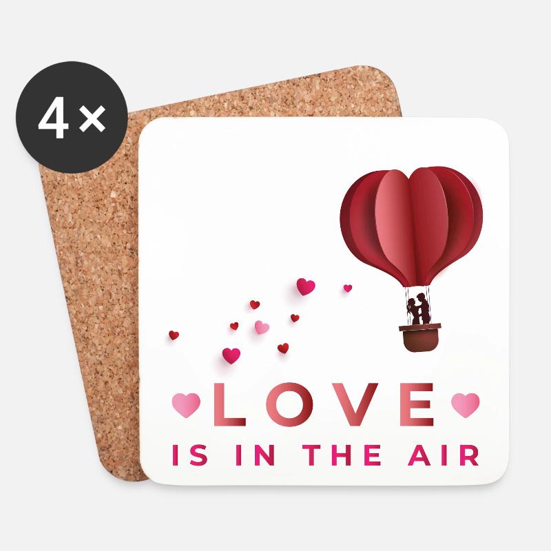L’amour est dans l’air Luftballon - Dessous de verre (lot de 4) - blanc