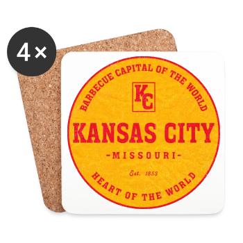 Kansas City BBQ Emblem Circle - Coasters (set of 4) - white - Front