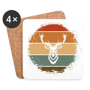Cerf Cerf Bois Bois Bois - Dessous de verre (lot de 4) - blanc - Devant