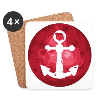 Anker Seefahrer Symbol rot Mond Illustration Meer - Untersetzer (4er-Set) - Weiß - Vorne