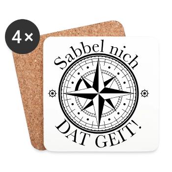 Sabbel nich - Dat geit! - Untersetzer (4er-Set) - Weiß - Vorne