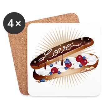 Illustration d’un éclair à la crème et à l’amour - Dessous de verre (lot de 4) - blanc - Devant