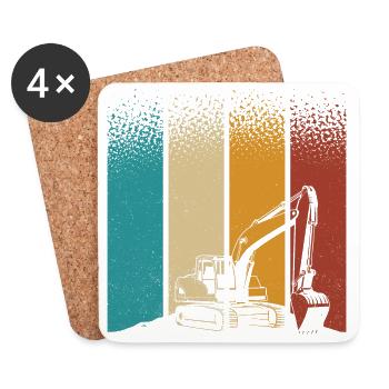 Bagger - Untersetzer (4er-Set) - Weiß - Vorne