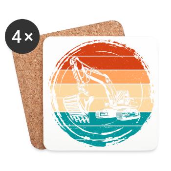 Excavator - Coasters (set of 4) - white - Front