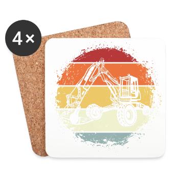 Bagger - Untersetzer (4er-Set) - Weiß - Vorne