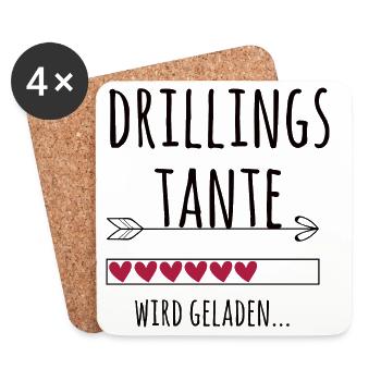 werdende Drillingstante Schwangerschaft Drillinge - Untersetzer (4er-Set) - Weiß - Vorne