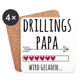 werdender Drillingspapa Schwangerschaft Drillinge - Untersetzer (4er-Set) - Weiß - Vorne