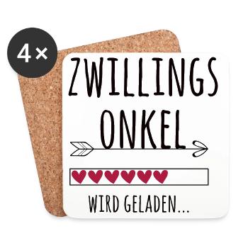 werdender Zwillingsonkel Schwangerschaft Zwillinge - Untersetzer (4er-Set) - Weiß - Vorne