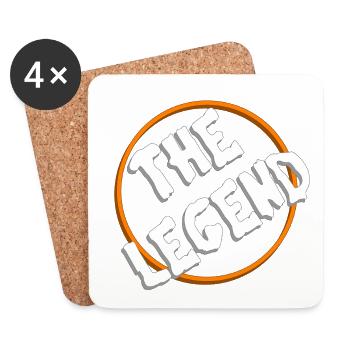 Logo rétro The Legend en cercle orange - Dessous de verre (lot de 4) - blanc - Devant