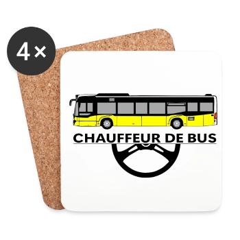 Chauffeur de bus - Dessous de verre (lot de 4) - blanc - Devant