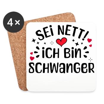 Schwangerschaft Mutter Schwanger Herz Statement - Untersetzer (4er-Set) - Weiß - Vorne
