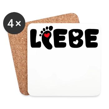 Cœur de mère disant Baby Feet Pregnant Baby Bump - Dessous de verre (lot de 4) - blanc - Devant