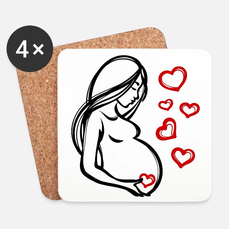 Herz Schwangerschaft Babybauch Statement Schwanger - Untersetzer (4er-Set) - Weiß