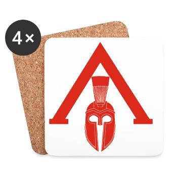 Rotes spartanisches Symbol - Untersetzer (4er-Set) - Weiß - Vorne