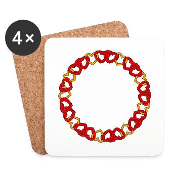 Hearts in a circle Herzkreis mit orangen Herzen - Untersetzer (4er-Set) - Weiß - Vorne