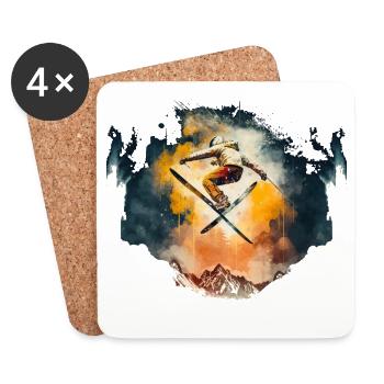 Skiing / Freestyle - Coasters (set of 4) - white - Front