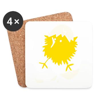 Chick BEEPY Happy Easter Naughty Yellow Comic Funny - Coasters (set of 4) - white - Front