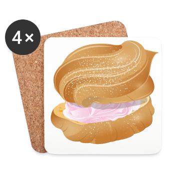 cream puff filled with pink cream illustration - Coasters (set of 4) - white - Front